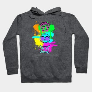 Triad of Vibrant Skulls Hoodie